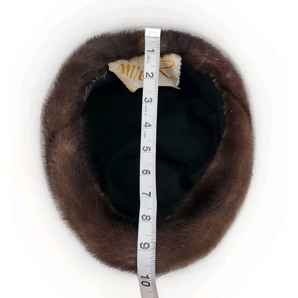 John T Shayne Chicago Mr R Vintage 50s 100% Real Mink Fur Hat w/ Box Brown XS